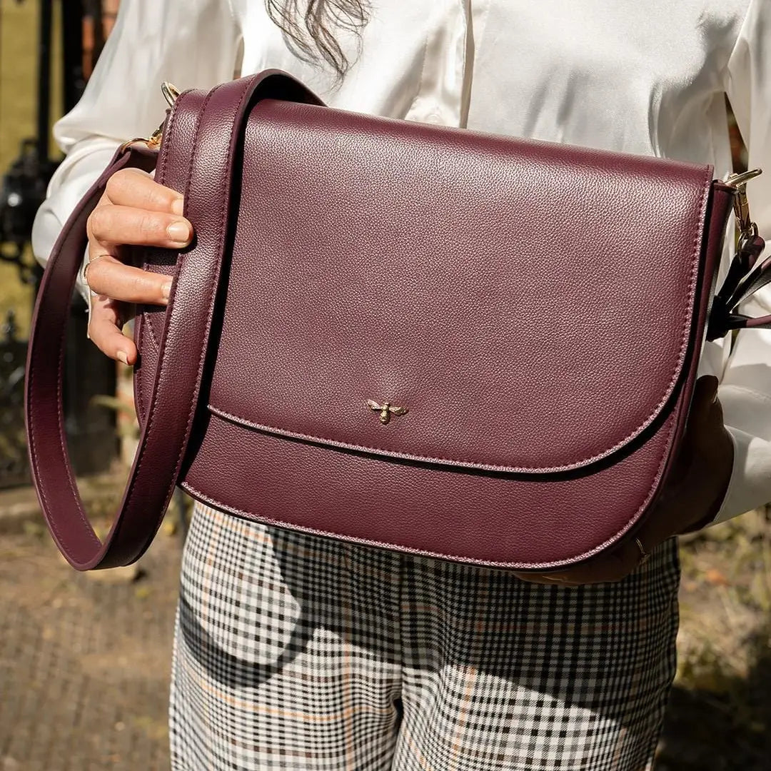 Nina Burgundy Vegan Leather Messenger Purse Hamilton Adams