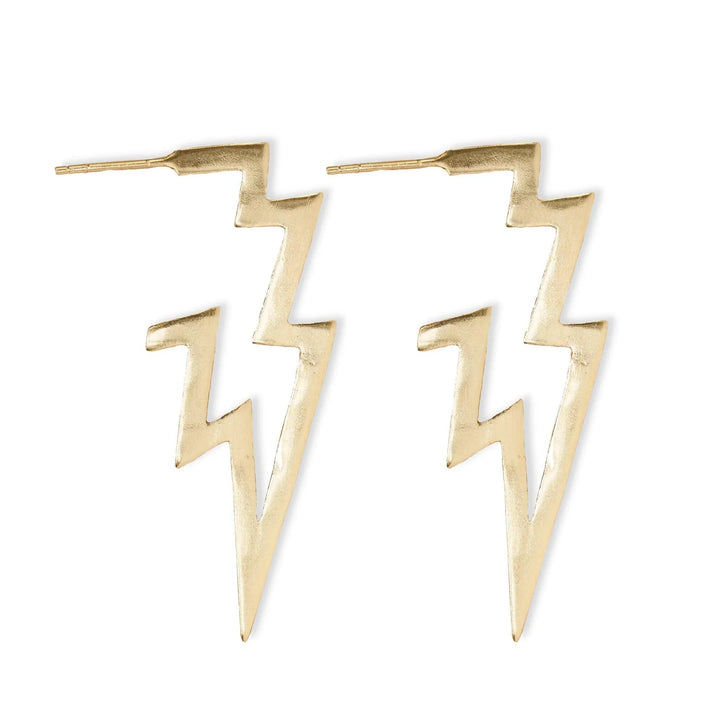 Heidi Lightning Bolt Brass Hoop Earrings