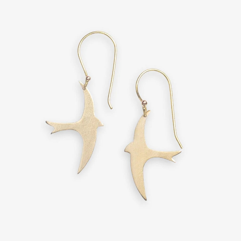 Juliet Bird Brass Earrings