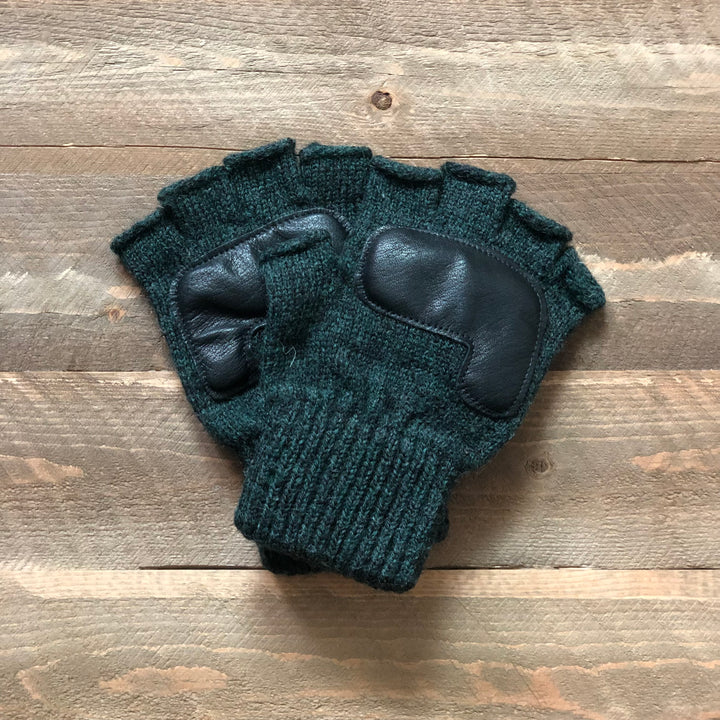 Fingerless Wool Glove with Deerskin