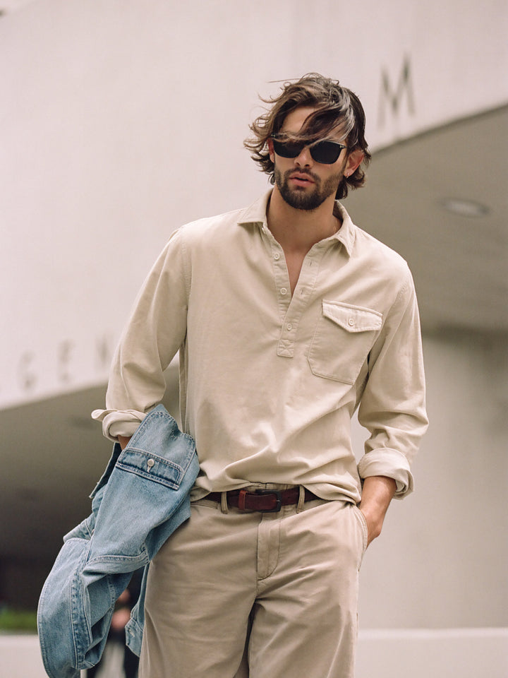 Carter Popover in Fine Wale Corduroy - Light Putty
