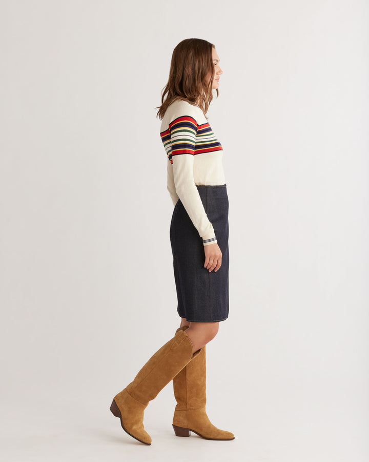 Cozy Stripe Pullover in Cream Multi Stripe