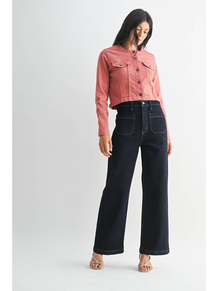 Patch Pocket Wide Leg - Super Dark Denim