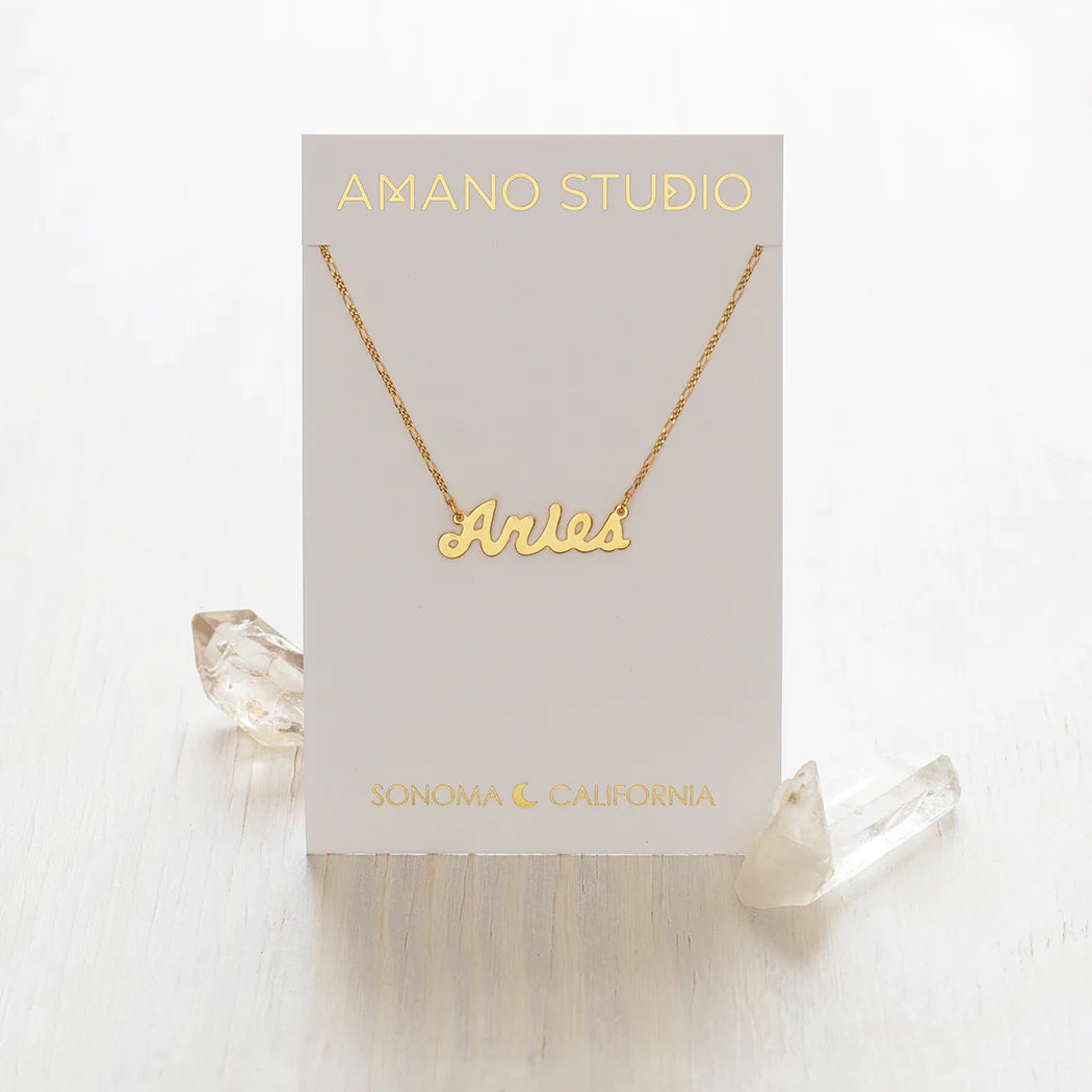 Zodiac Script Necklace- Aries