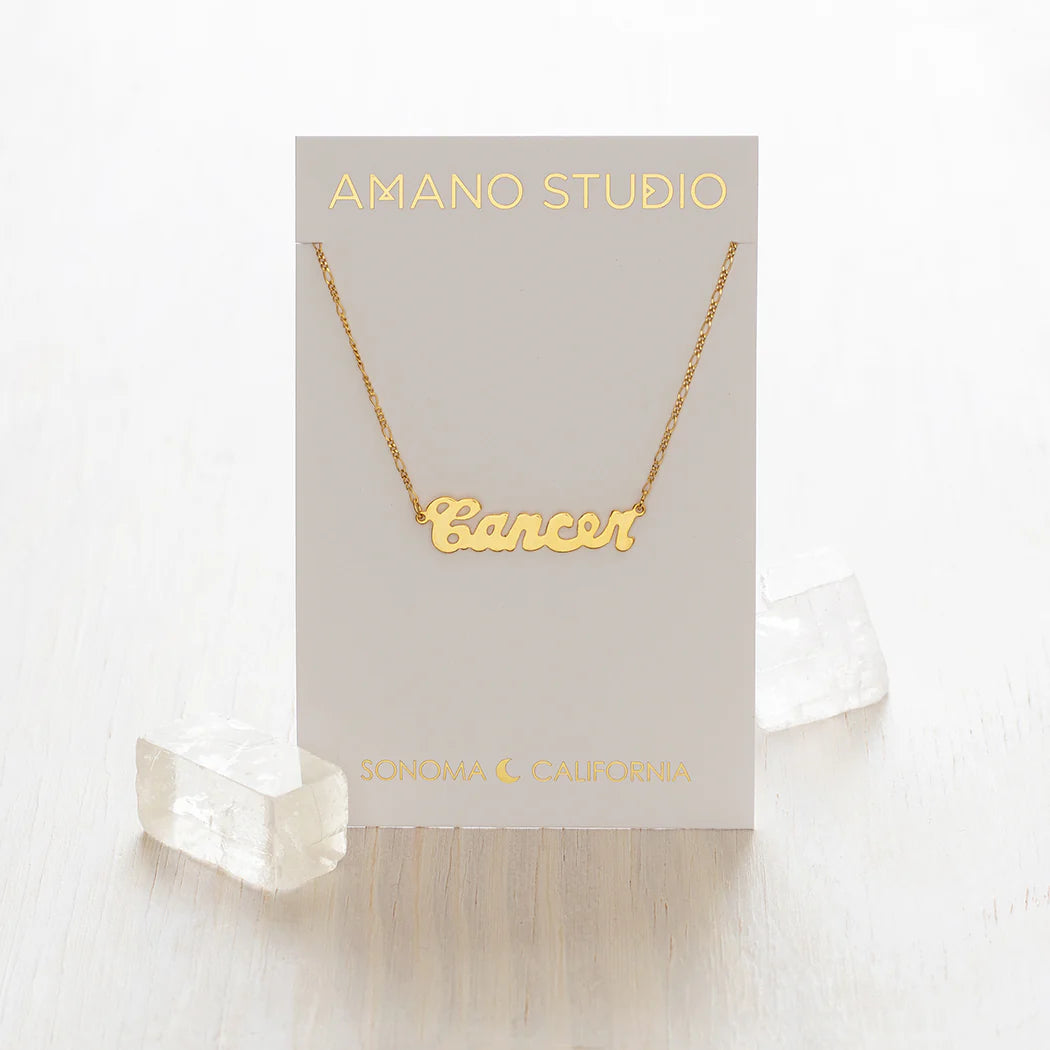 Zodiac Script Necklace- Cancer