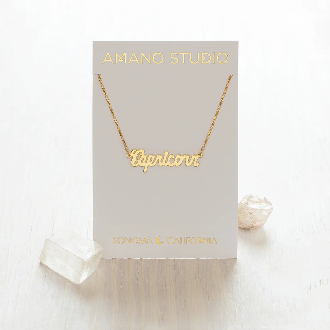 Zodiac Script Necklace- Capricorn