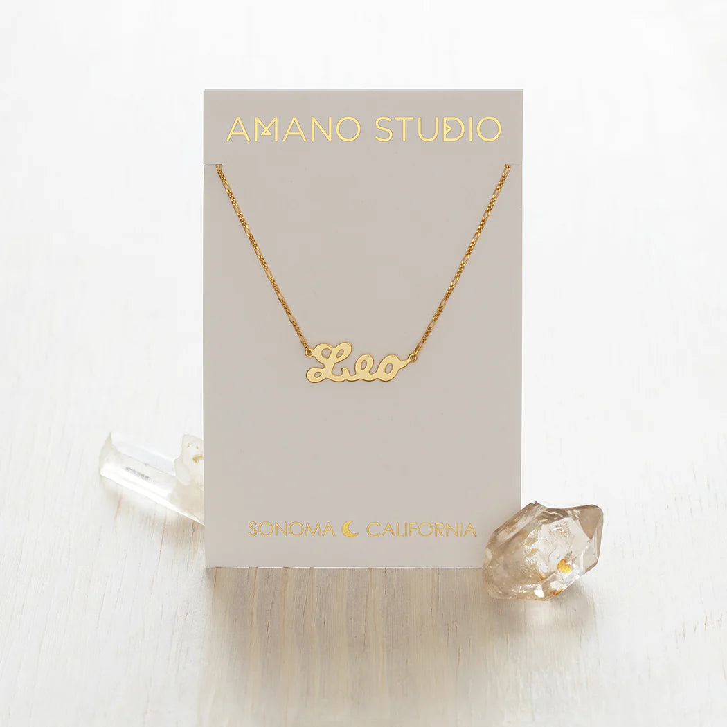 Zodiac Script Necklace- Leo