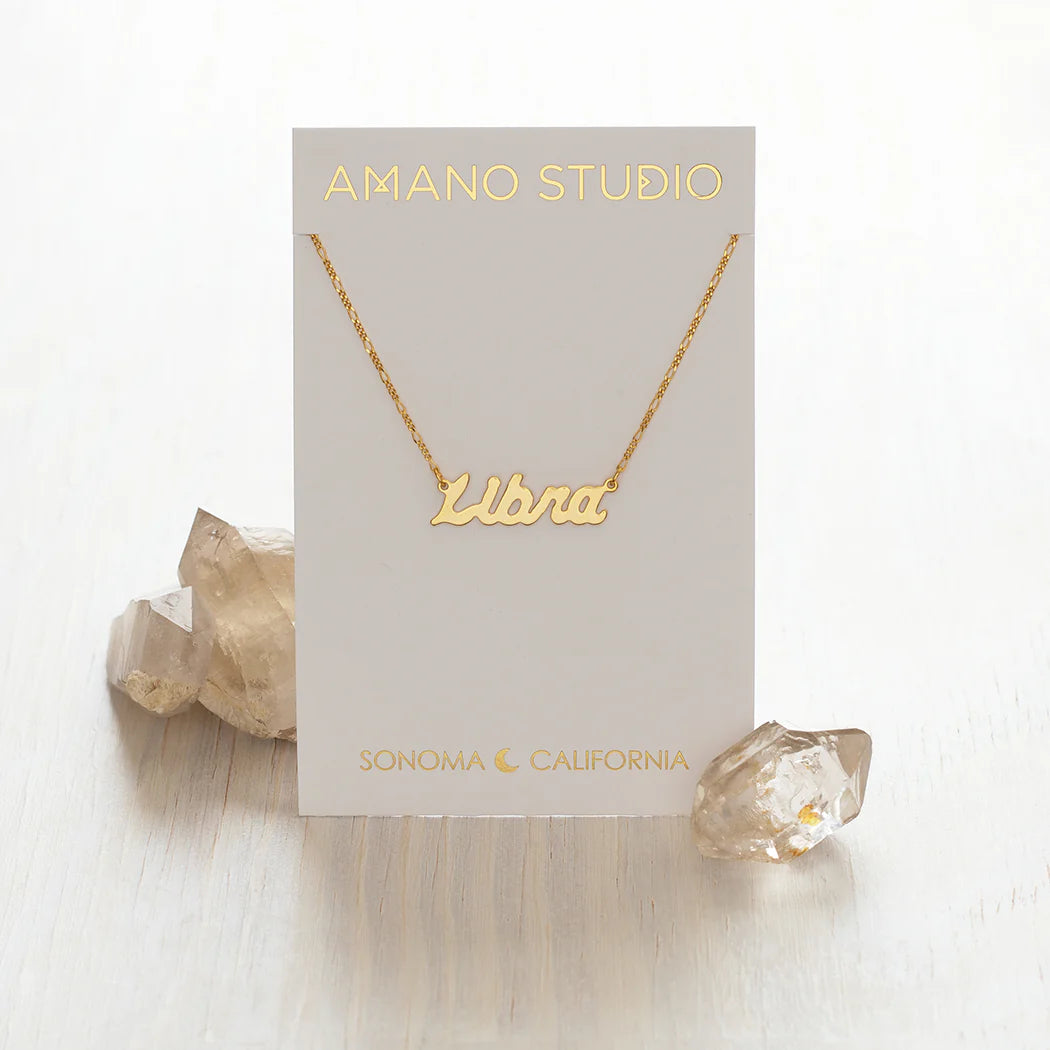 Zodiac Script Necklace- Libra