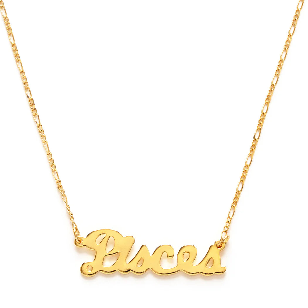 Zodiac Script Necklace- Pisces