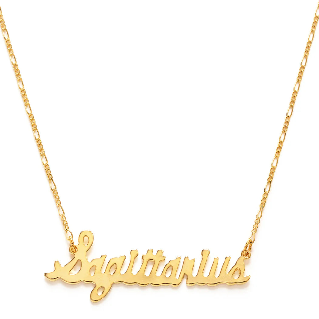 Zodiac Script Necklace- Sagittarius