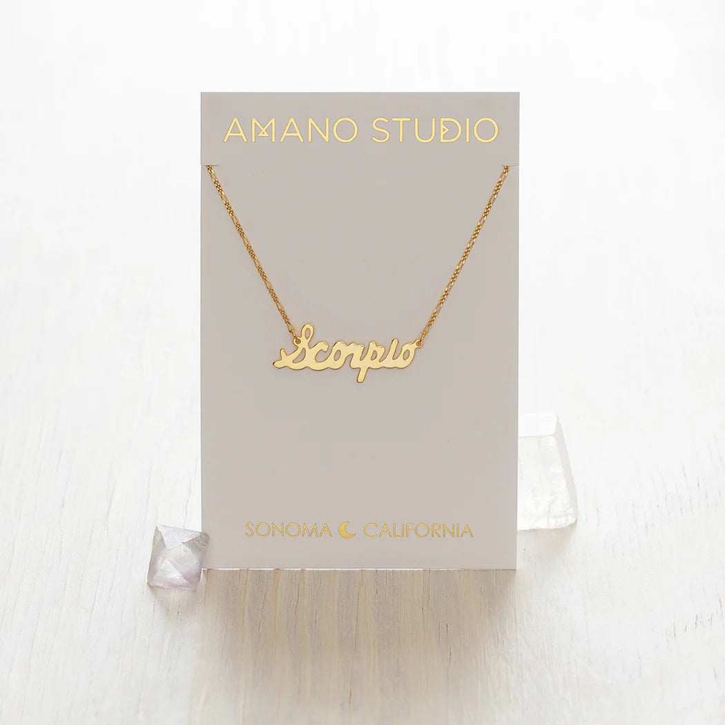 Zodiac Script Necklace- Scorpio