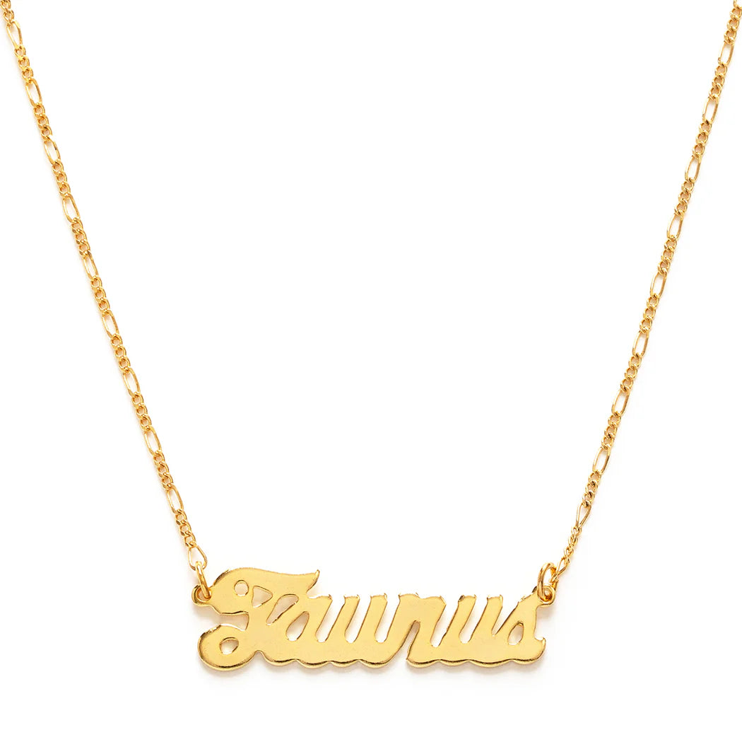 Zodiac Script Necklace- Taurus