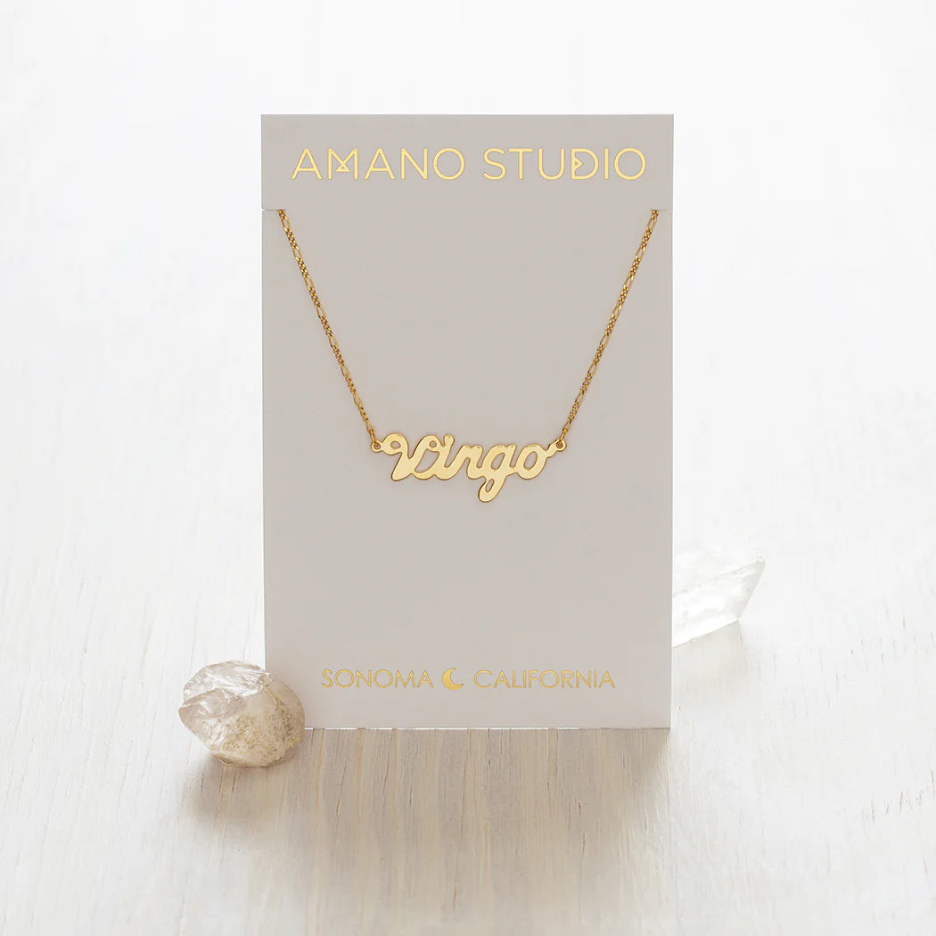 Zodiac Script Necklace- Virgo