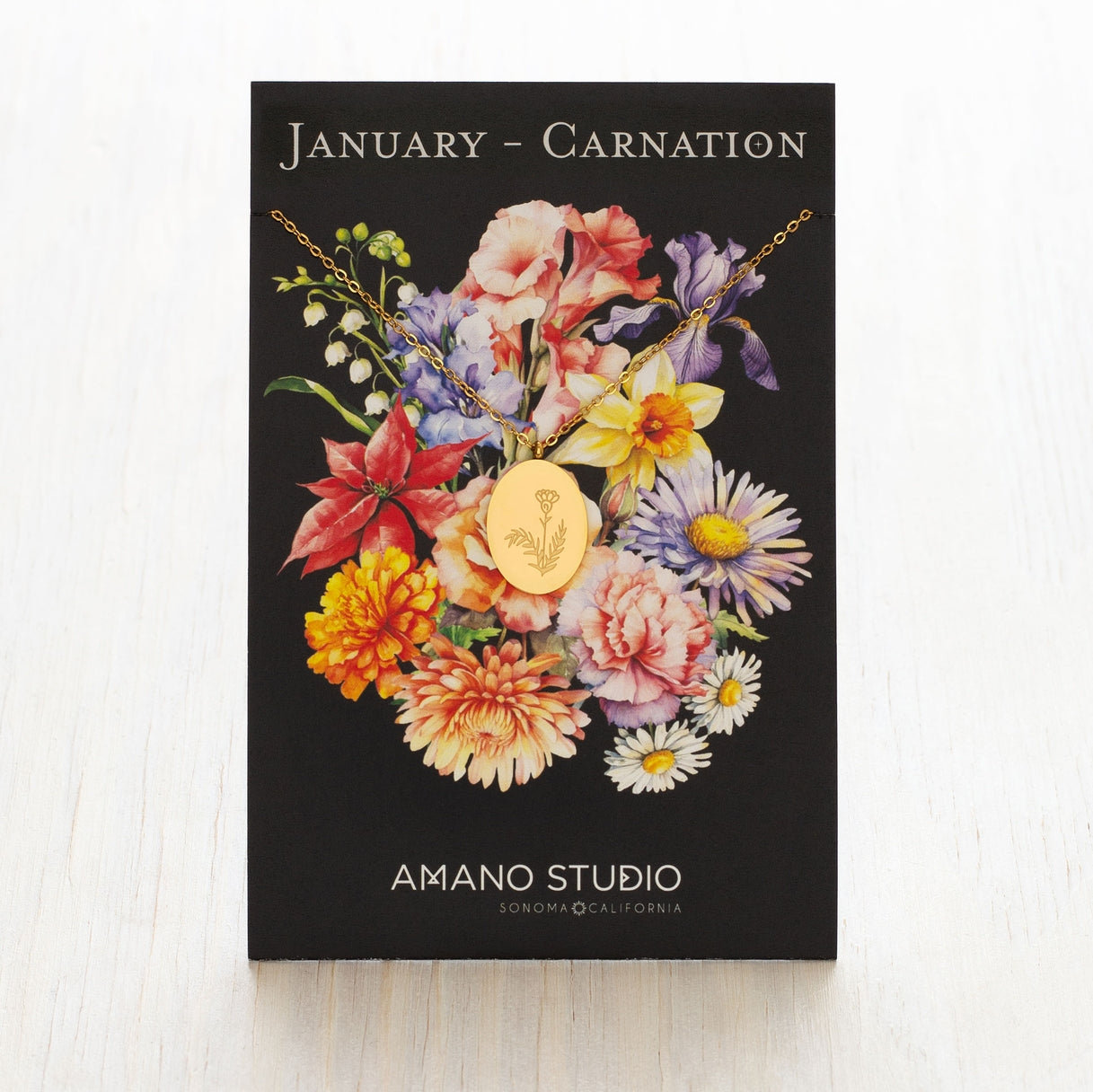 Birth Flower Necklace Series - January/Carnation