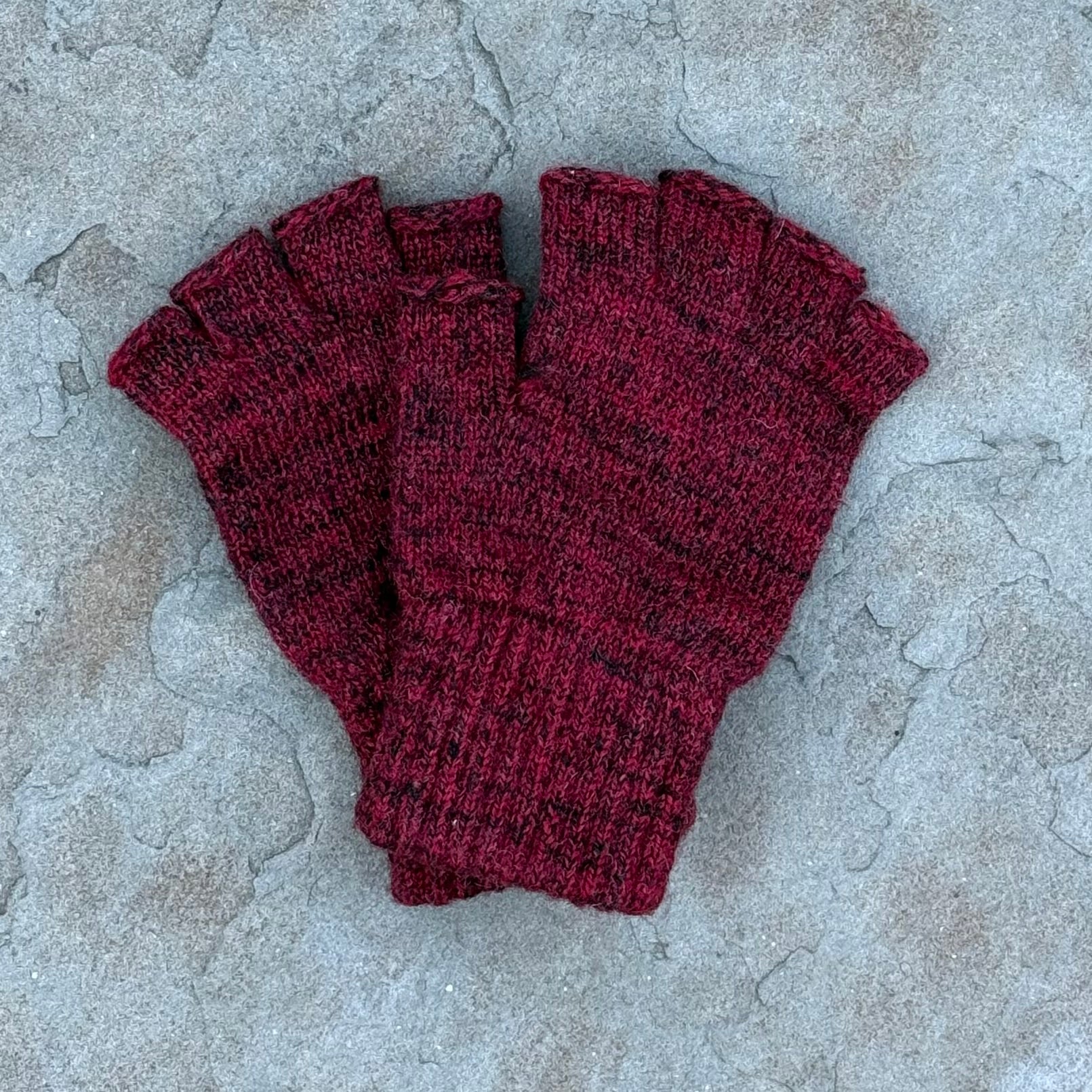 Fingerless Glove w/ Deer Skin - Red Black Tweed w/Black