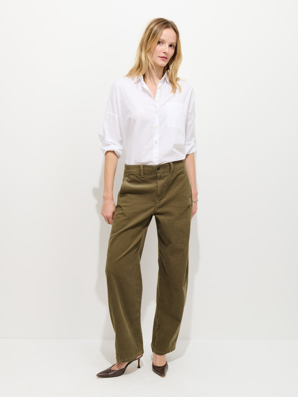 9th Street Pant in Cord - Dried Basil