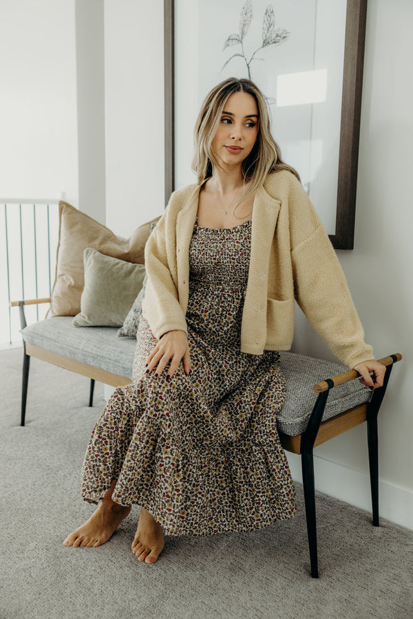 Button Front Cardi in Cornsilk