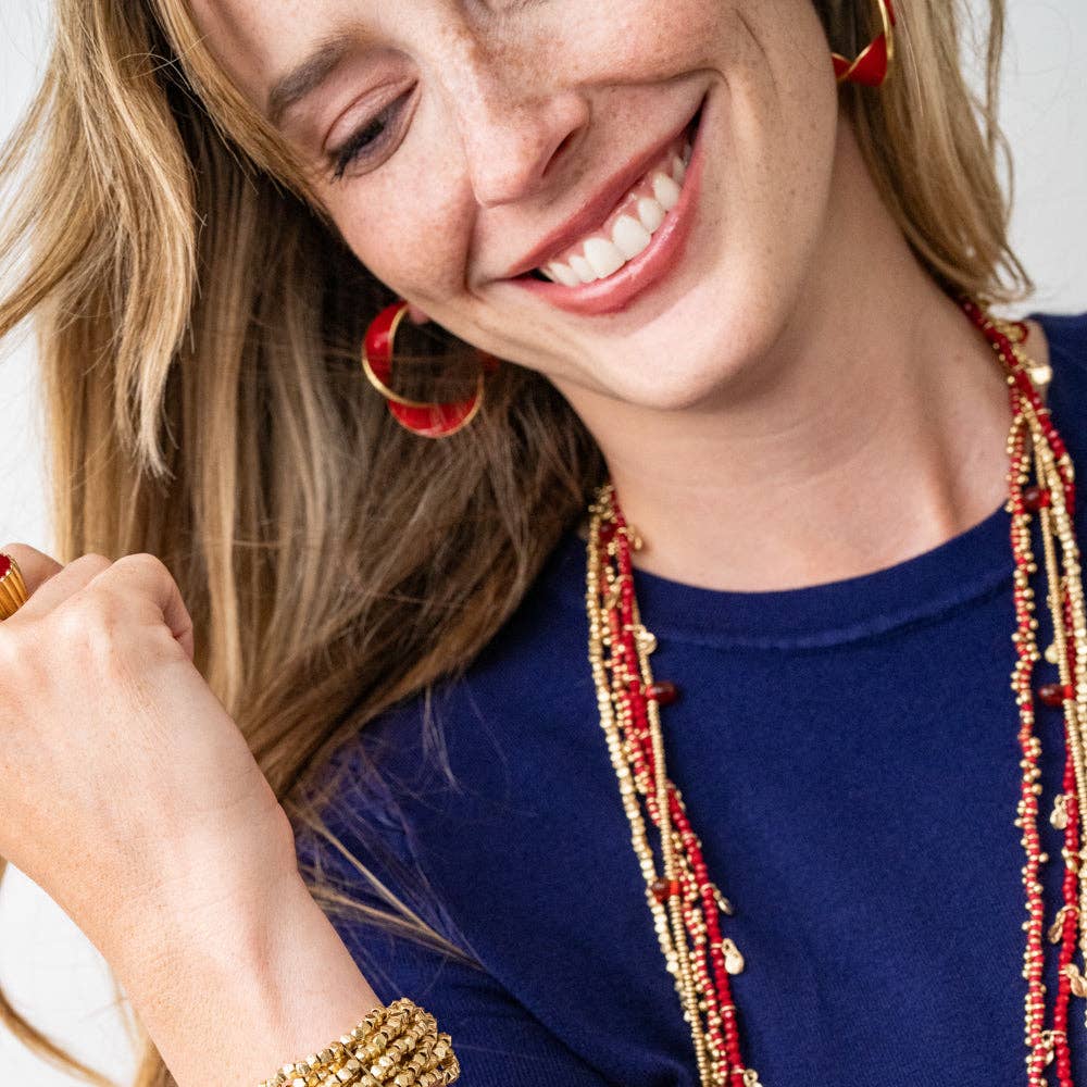 Vanessa Twisted Enamel Hoop Red
