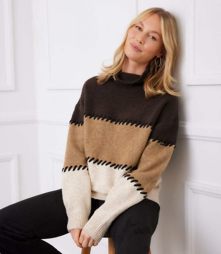 Contrast Stitch Sweater - Multi Color