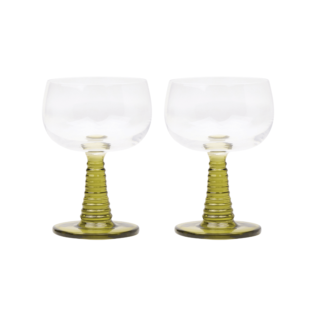 Romy Set of 2 Wine Glasses - Olive