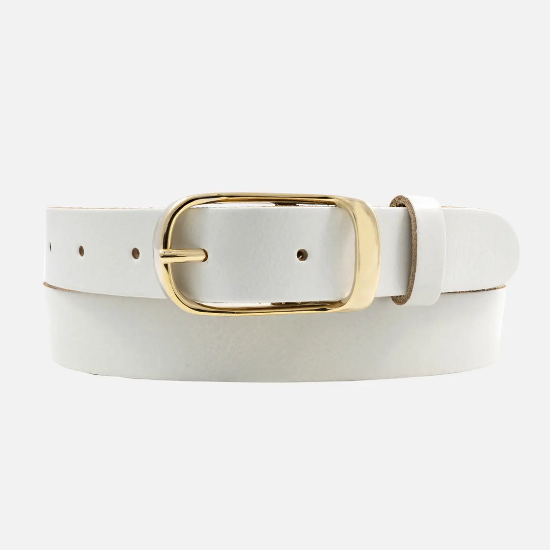 Lasse Gold Buckle Skinny Classic Design Leather Belt