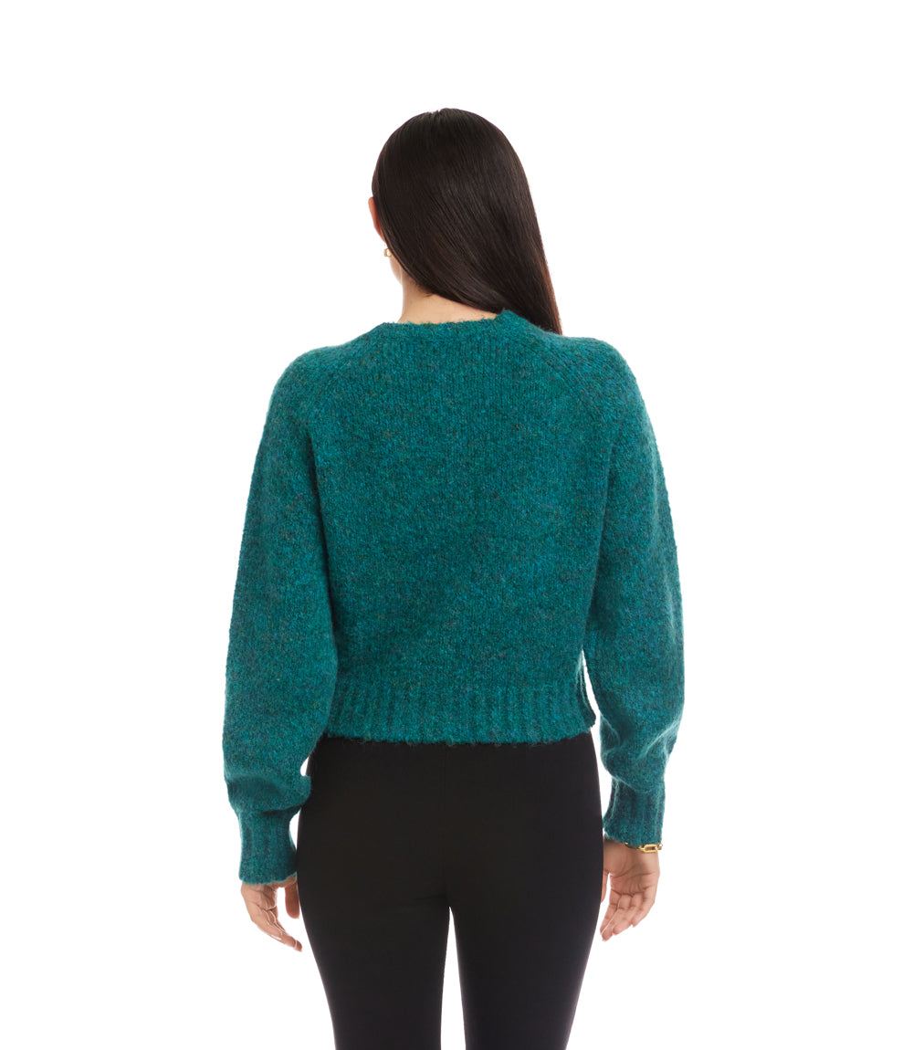 Pearl Button Cardigan Sweater - Teal