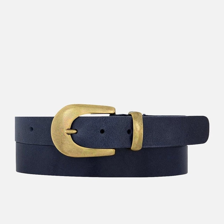 Annie Gold Buckle Skinny Leather Belt