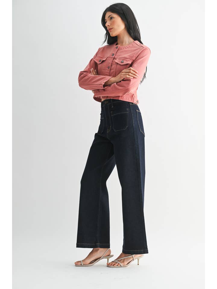 Patch Pocket Wide Leg - Super Dark Denim