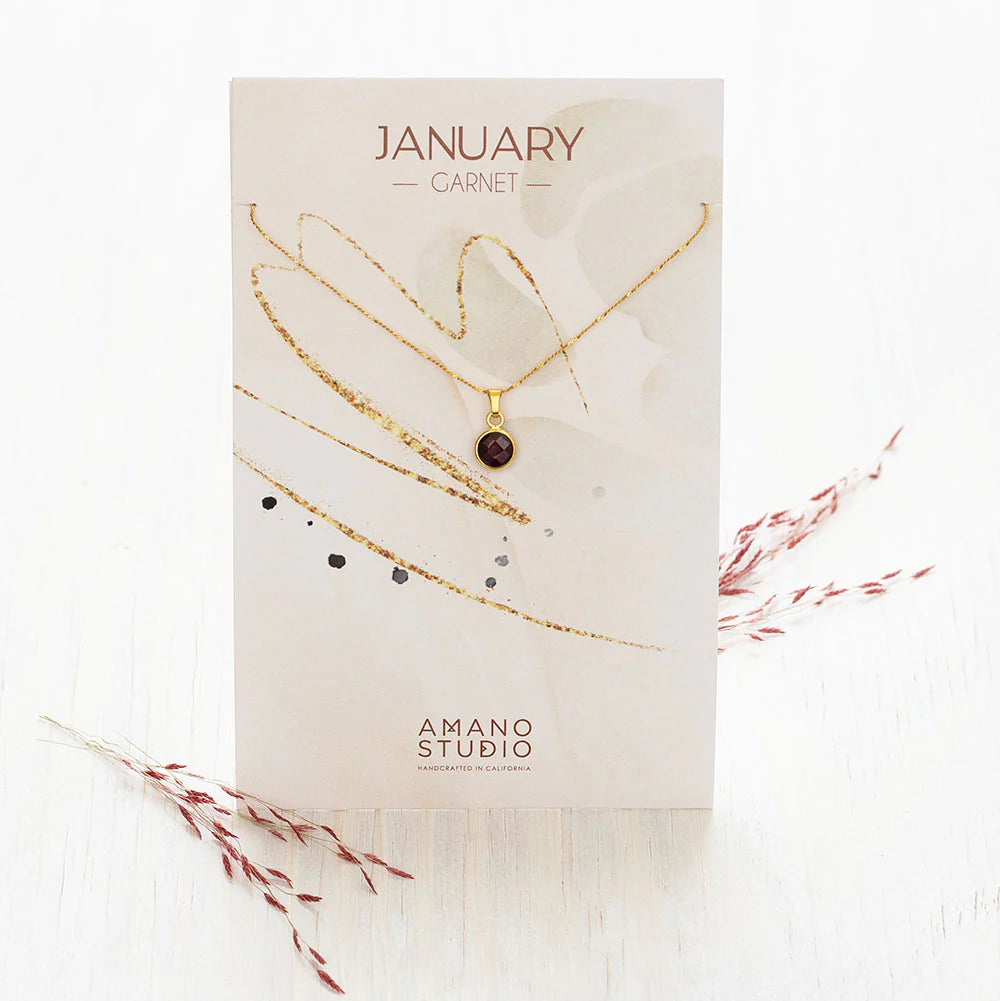 January Birthstone Necklace- Garnet