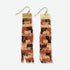 Adaline Color Block Beaded Fringe Earrings - Apricot and Bronze