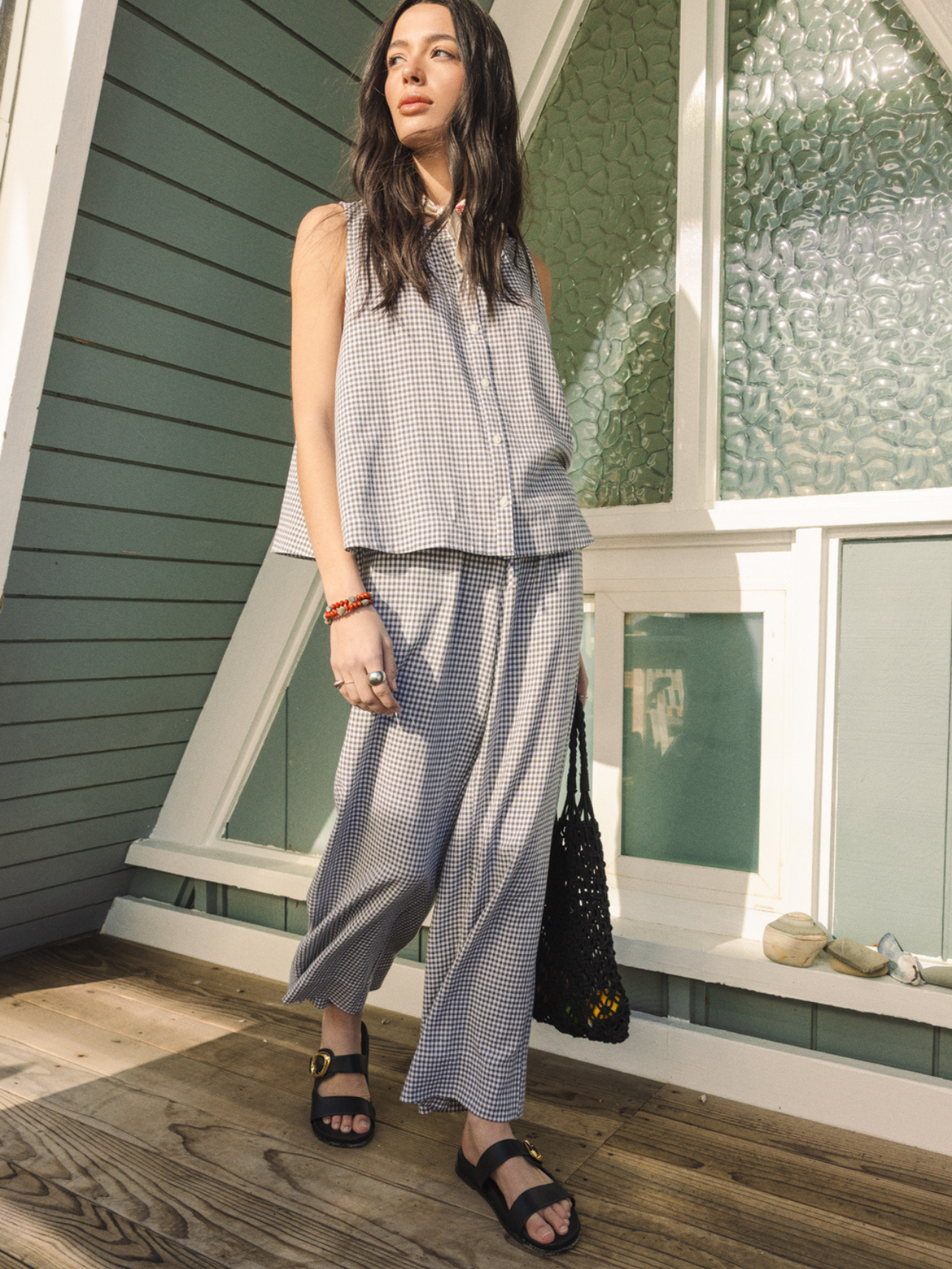 Caelis Pants - Charcoal Gingham