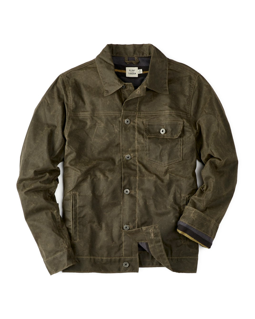 Flannel-Lined Waxed Trucker Jacket - Forest