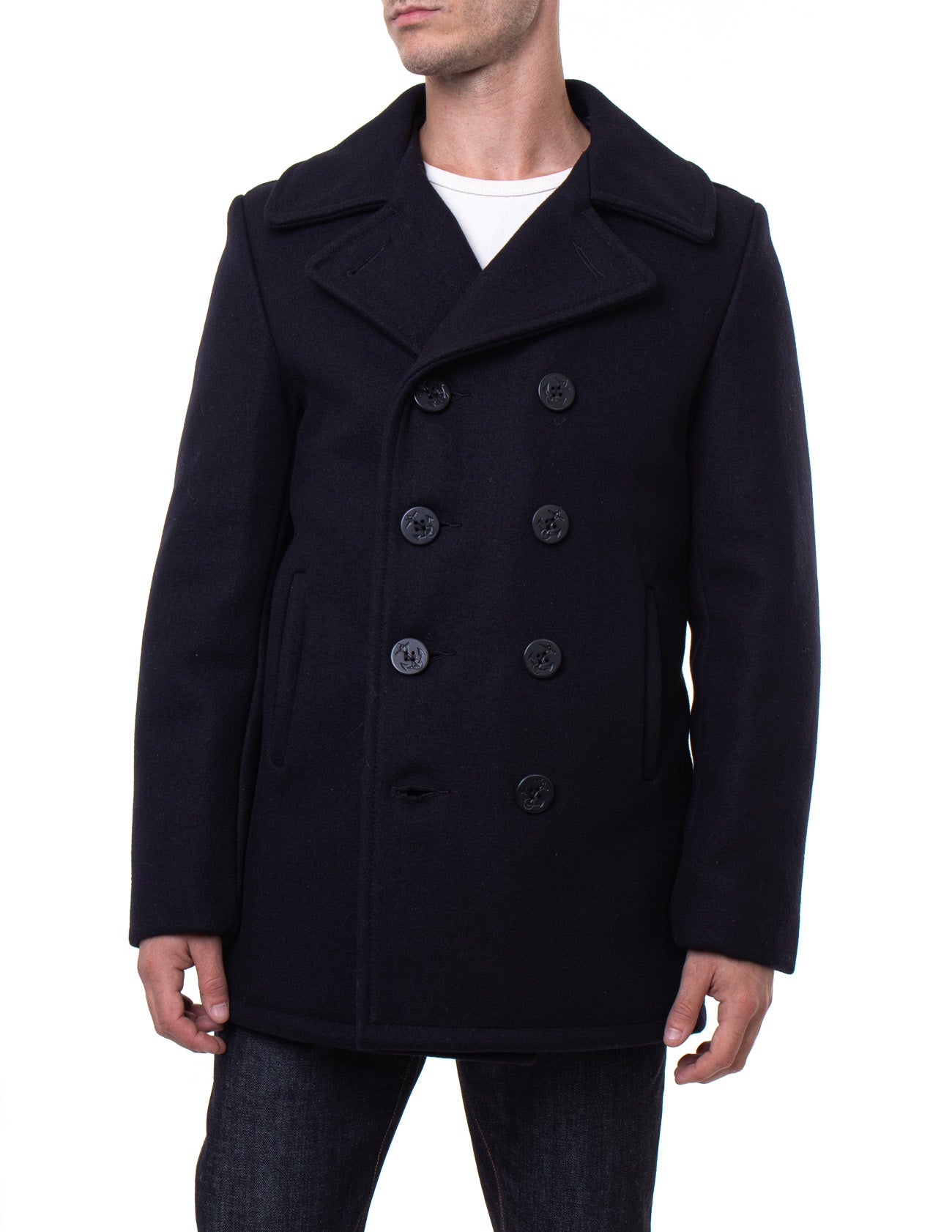 Classic Melton Wool Navy Pea Coat