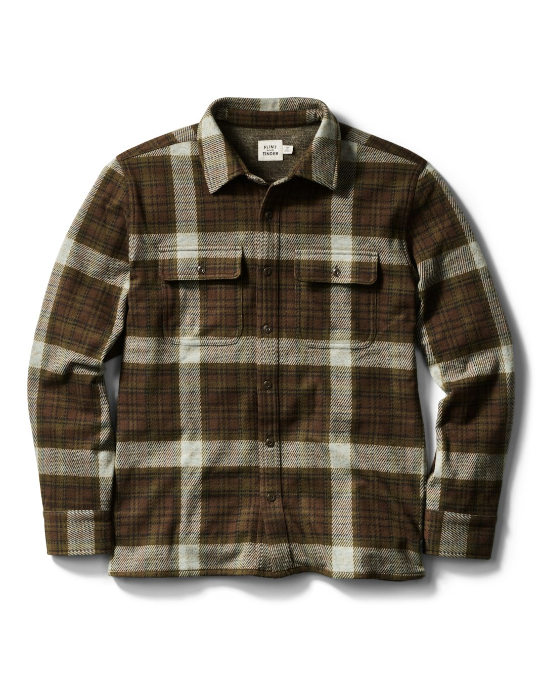 Stretch Knit Flannel Shirt - Bark Plaid