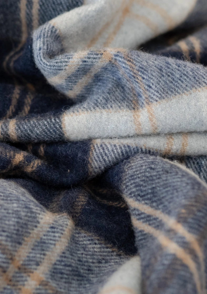 Recycled Wool Blanket in Bannokbane Silver Tartan
