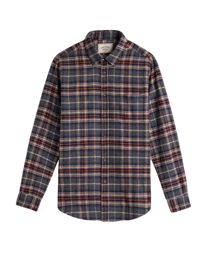 The Augusta Long Sleeve Shirt - Grey/Burgandy