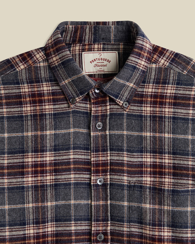The Augusta Long Sleeve Shirt - Grey/Burgandy