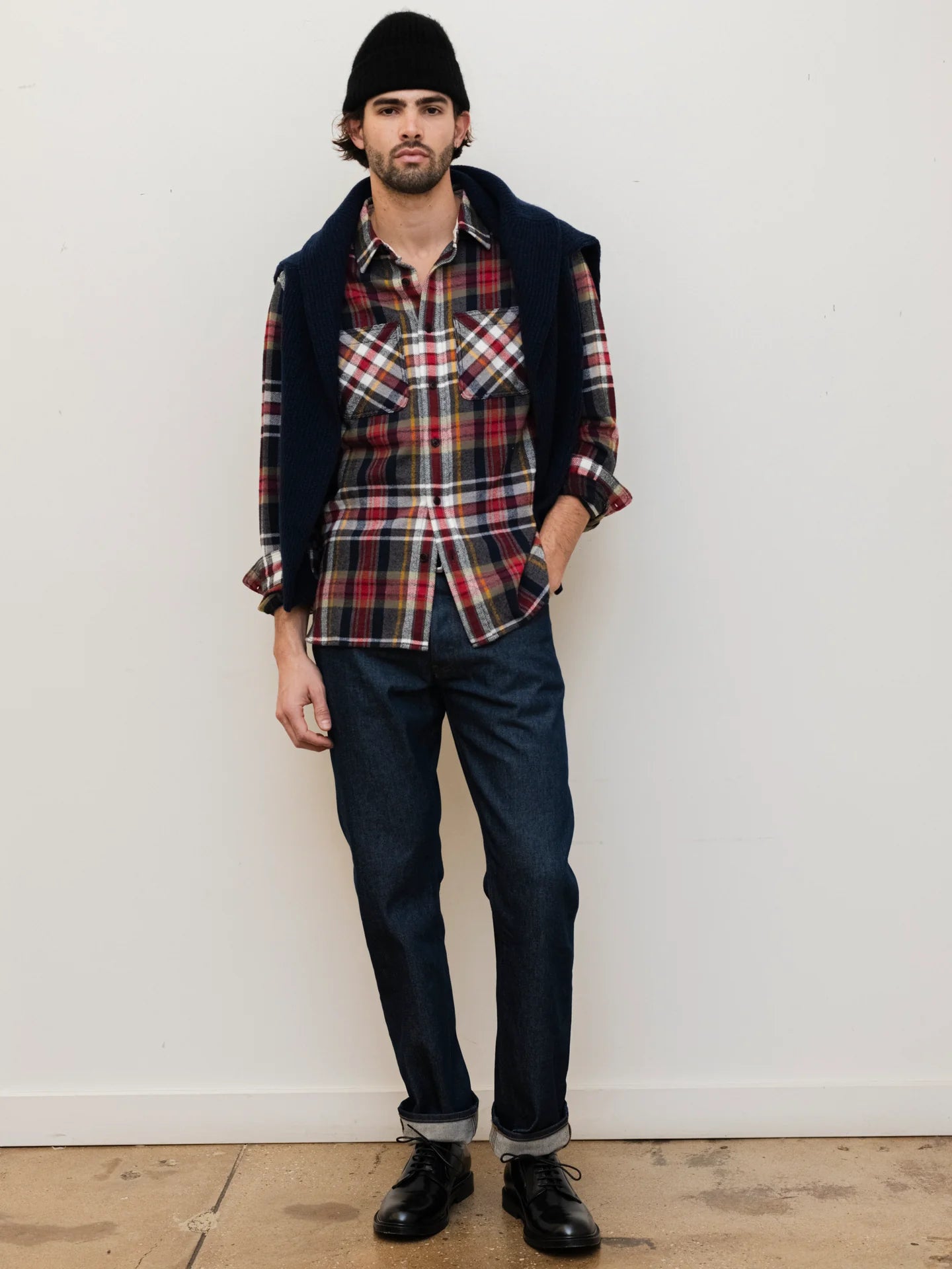 Chore Shirt in Red/Navy Plaid