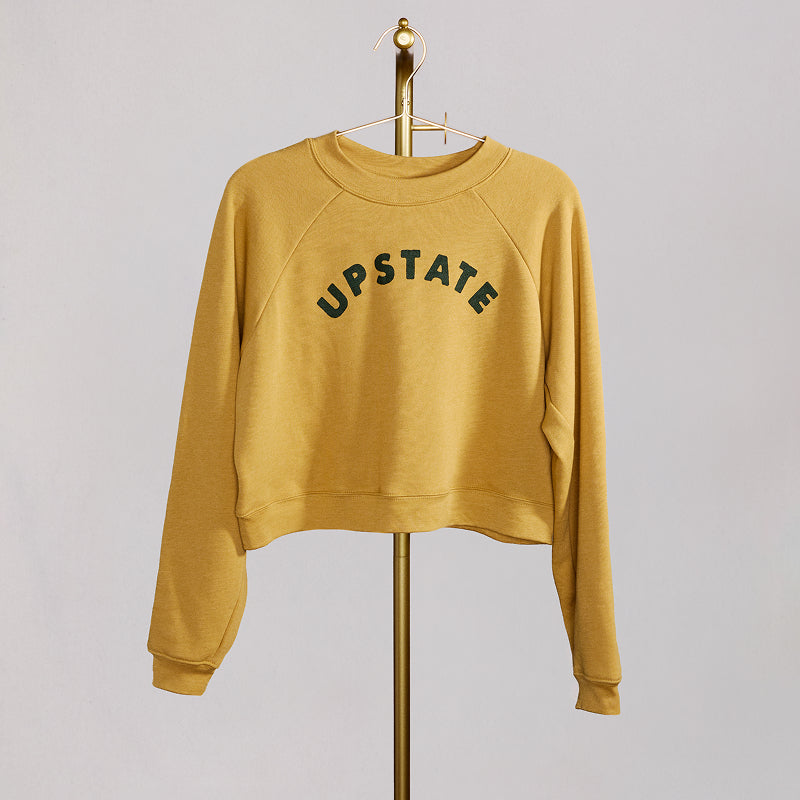 Upstate Arch Crop Crewneck - Heather Mustard