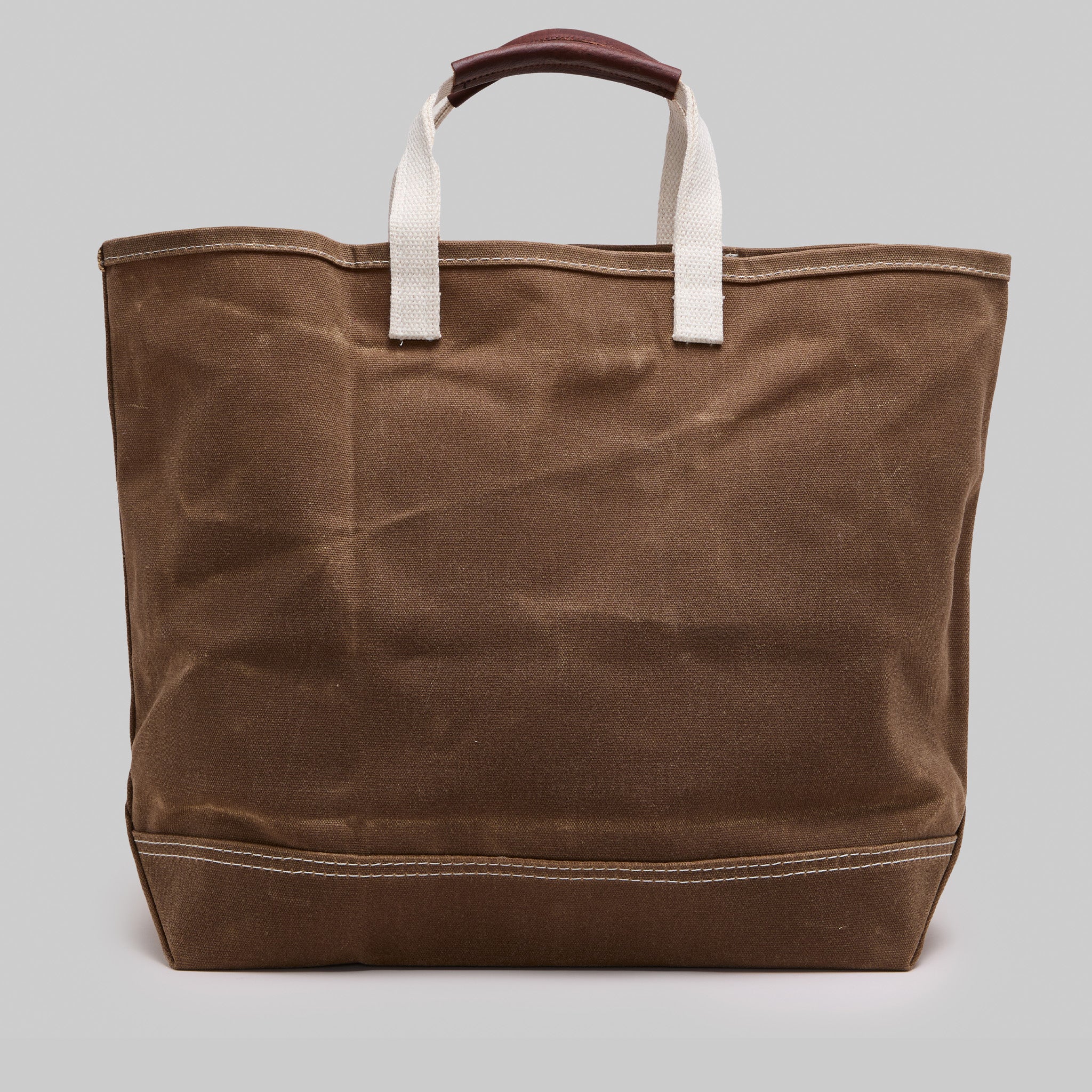 Waxed Brown Tote w/ Leather Strap Handles