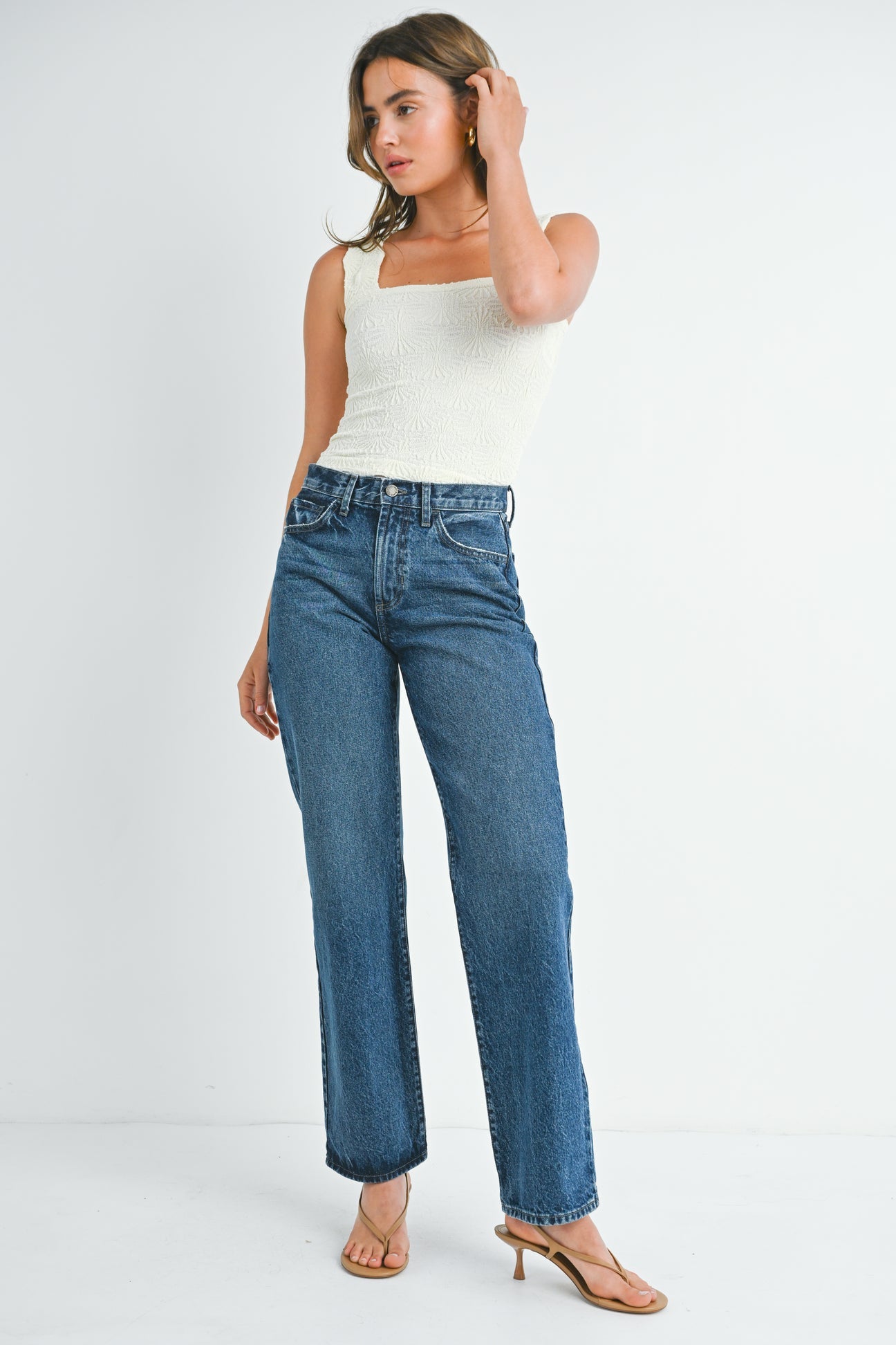 The Relaxed Waist Straight Leg Jean BP446N - Dark Denim
