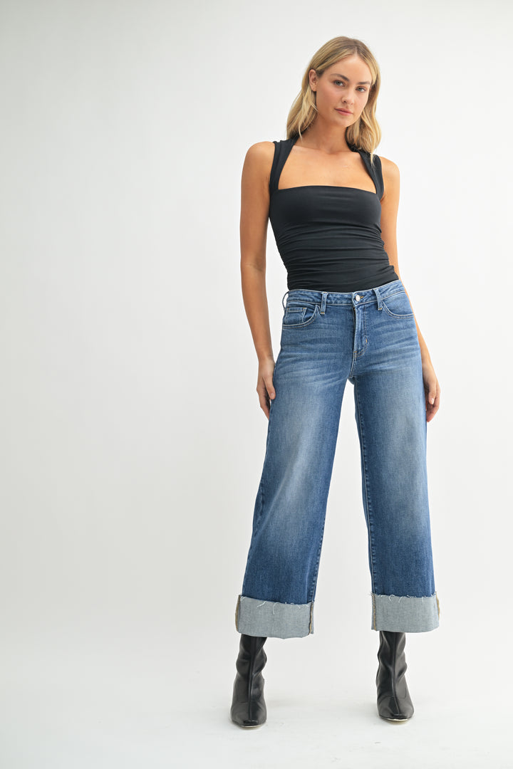 The Scissor Cuffed Slim Wide BP600J - Medium Denim