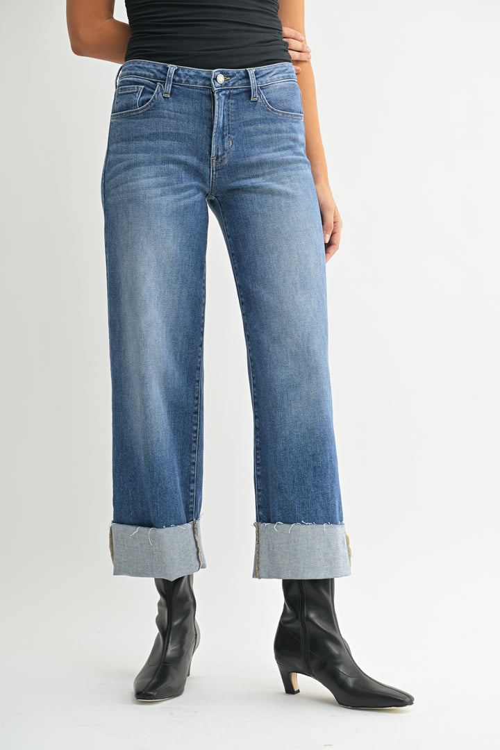 The Scissor Cuffed Slim Wide BP600J - Medium Denim
