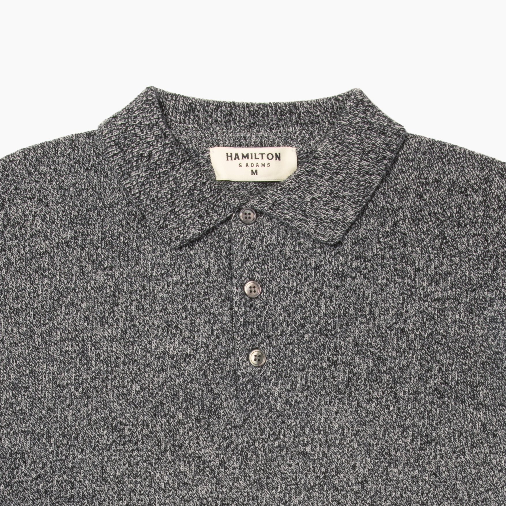 The Rhinebeck Sweater Polo in Merino Cashmere - Grey/Black Tweed