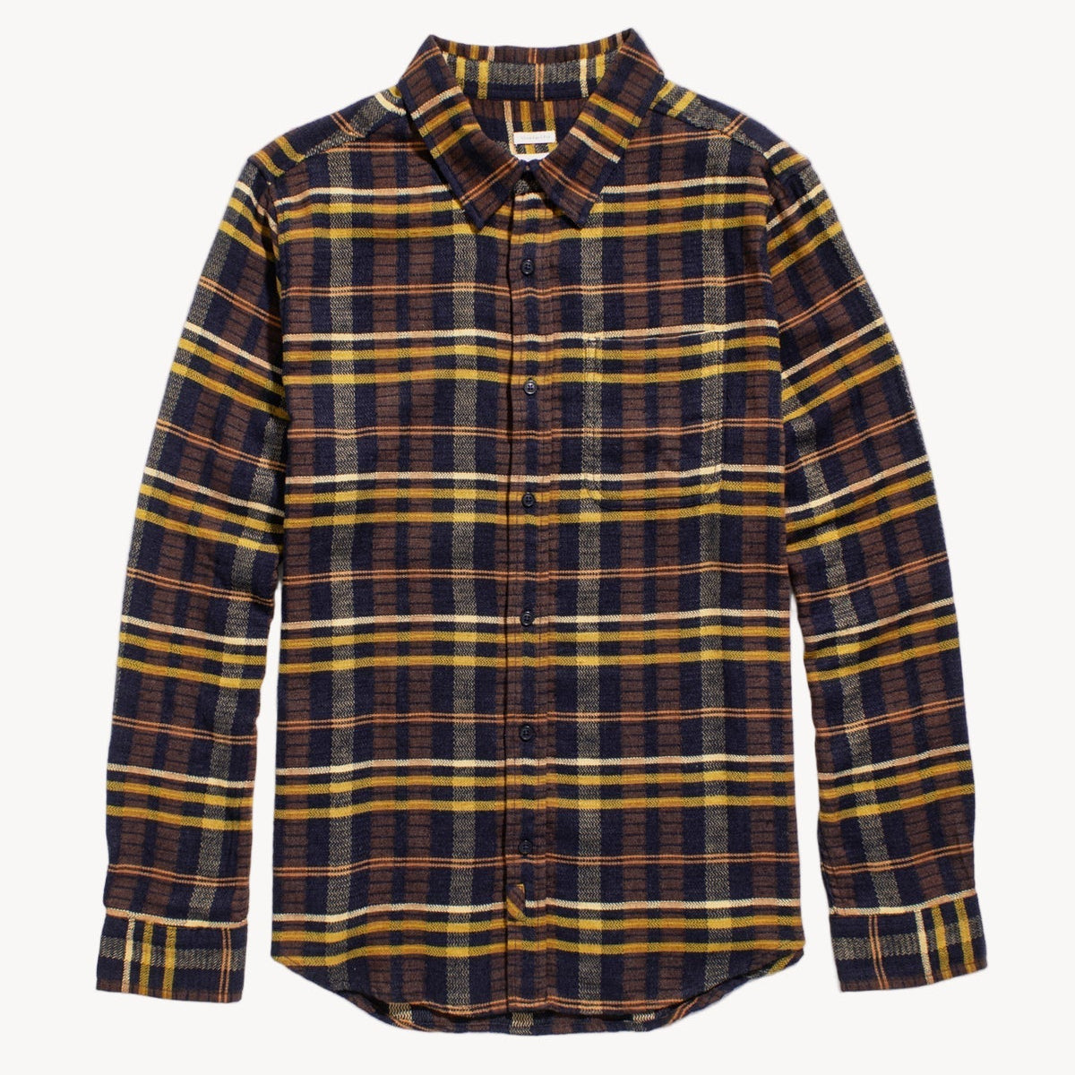 Plaid shirt with a collar on a white background