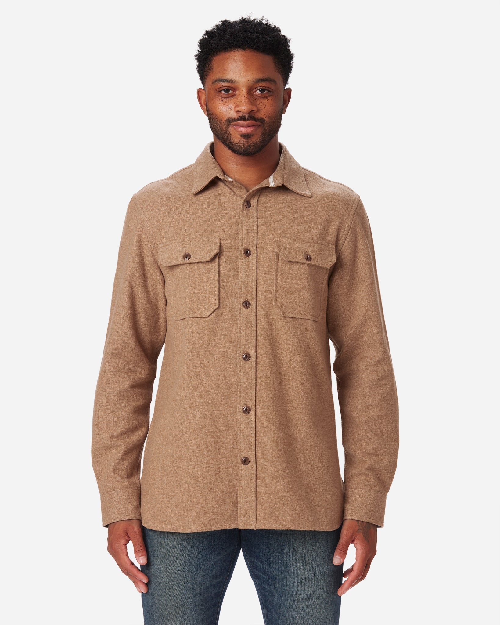 Winter Flannel Utility Shirt - Camel