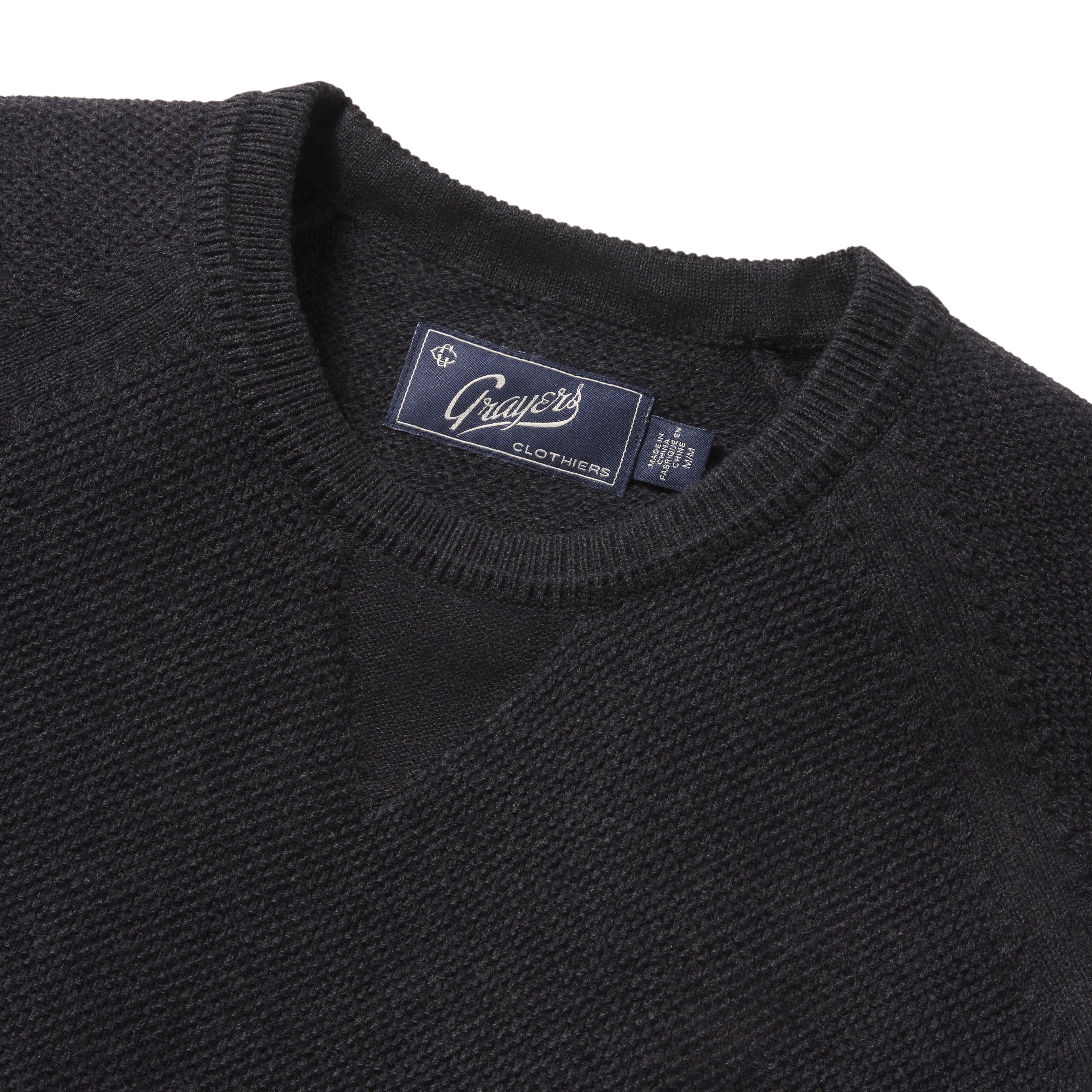 Ernest Cotton Cashmere Crew - Charcoal
