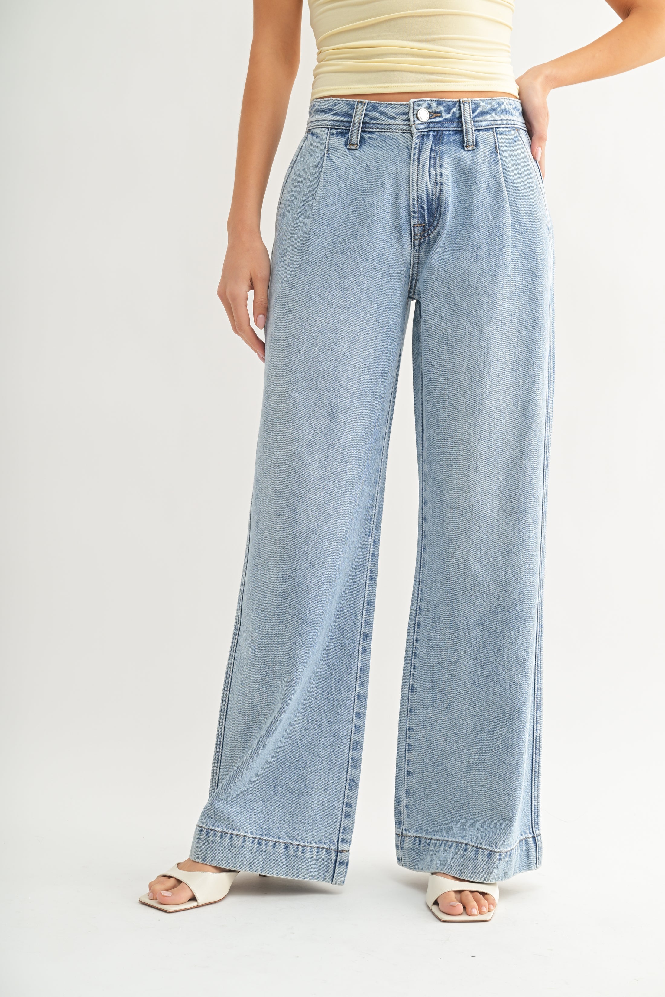 Lightweight Drapey Relaxed Trouser: Light Denim DP839