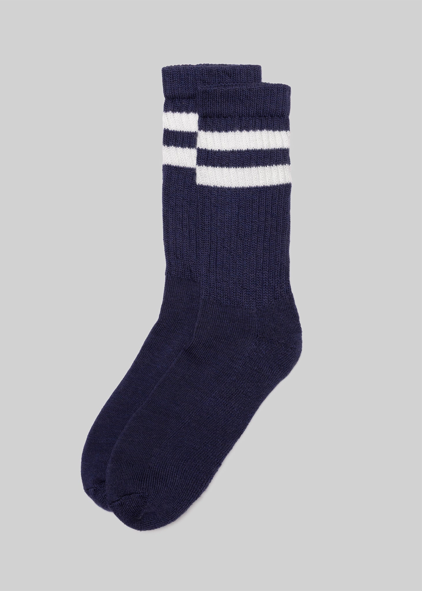 The Merino Double Stripe Sock - Navy