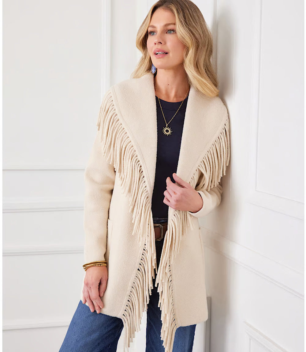 Belted Fringe Jacket